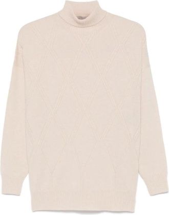D.exterior Diamant Gebreide Coltrui - Dames - Coltruien - Beige - S - Wol - Truien & Vesten