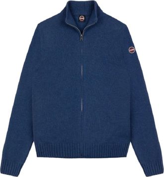 Colmar Blauwe Cashmere Blend Zip Trui - Heren - Vesten - Blauw - M - Wol - Truien & Vesten
