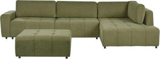 Beliani Corner Sofa Bed 4 Seater INNVIK Fabric Green Left Hand