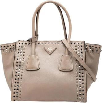 Prada Pre-owned Twin Pocket Satchel - Dames - Vintage Handtas - Beige - ONE Size - Leer - Vintage