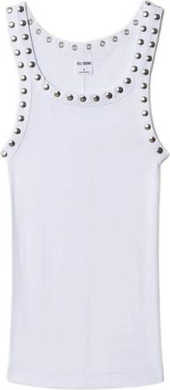 Re/Done studded ribbed tank top - Bianco