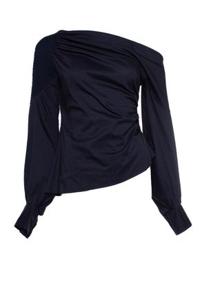 Peter Pilotto dark blue assymetric off shoulder top