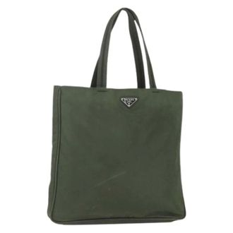 Prada Pre-owned Tote Bags, female, Green, Size: ONE SIZE Pre-owned Nylon Tote