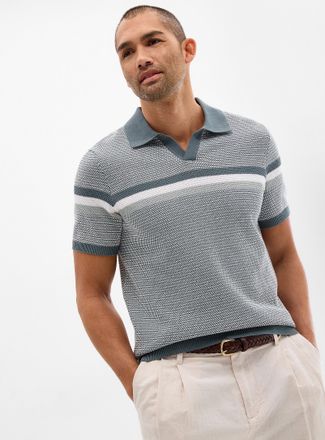 Robert Barakett Mens Rourke embossed knit Johnny collar polo