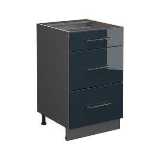 Vicco Mueble Bajo De Cocina Fame-line, Azul Oscuro Alto Brillo, 50 Cm, Et M&aacute;rmol Vicco