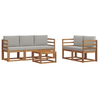 vidaXL Conjunto De Sof&aacute;s De Exterior 6 Pcs Gris Natural Y Claro Vidaxl