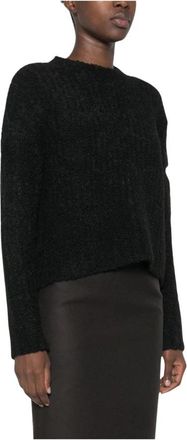 Maison Margiela Gebreide trui met textuur - Dames - Ronde hals truien - Zwart - M - Wol - Truien & Vesten