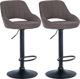 Clp Juego De 2 Taburetes De Bar Milet Con Tapizado De Tela Gris Oscuro
