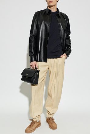 Dolce & Gabbana Leather Shirt, Mens, Black