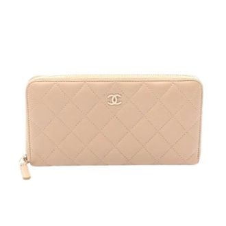 Chanel Pre-owned Wallets, female, Beige, Size: ONE SIZE Pre-owned Matelasse Lambskin Long Wallet