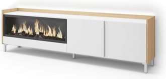 Skraut Home Skraut Home - Mueble Tv, Televisi&oacute;n, Muebles De Sal&oacute;n, Almacenaje, 212x35x61cm, Para Tv Hasta 80, Chimenea El&eacute;ctrica Xxl, Dise&ntilde;o Industrial, Led, Esti