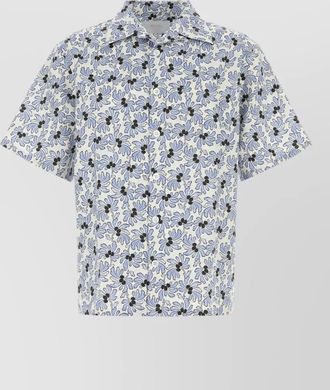Prada poplin shirt short sleeves floral pattern