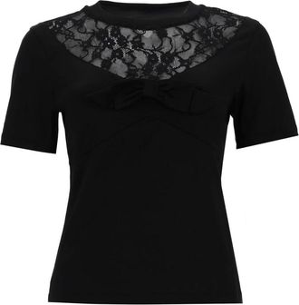 Nina Ricci Camiseta de punto con detalle de lazo e inserciones de encaje - Tops - Mujer - Negro - M