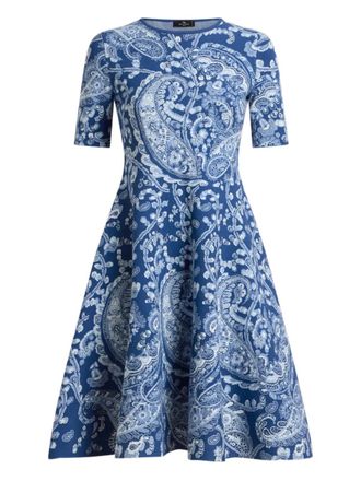 Etro jacquard floral paisley mini dress - Blue