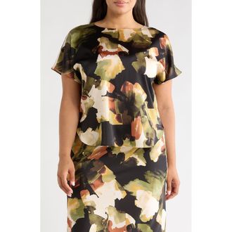 Anne Klein Floral Print Top in Bay Leaf Multi at Nordstrom, Size 3 X