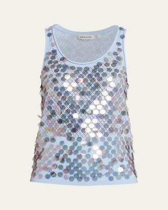 Zankov Sequined Cashmere-Wool Tank Top