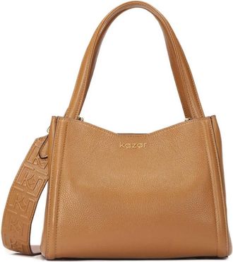 Kazar Bruine zachte leren handtas - Dames - Schoudertassen - Bruin - ONE Size - Leer - Tassen
