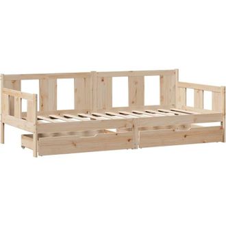 vidaXL Sof&aacute; cama con cajones madera maciza de pino 90x190 cm Vidaxl