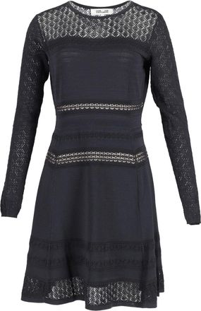 Diane Von Fürstenberg Diane Von Furstenberg Lace Pattern Mini Dress in Black Rayon