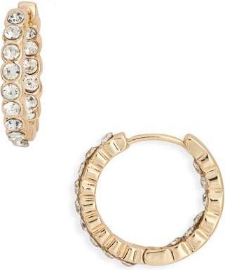 Nordstrom Rack Pav&eacute; Crystal Hoop Earrings in Clear- Gold at Nordstrom Rack