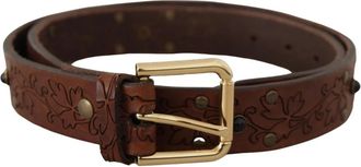 Dolce & Gabbana Elegante Leren Riem met Metalen Gesp - Heren - Riemen - Bruin - ONE Size - Leer - Accessoires
