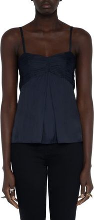 Zadig&Voltaire Cippie Pleated Satin Camisole in Encre at Nordstrom, Size X-Small