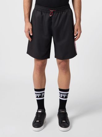 Philipp Plein Pantaloncini jogging in jersey con bande logate e coulisse