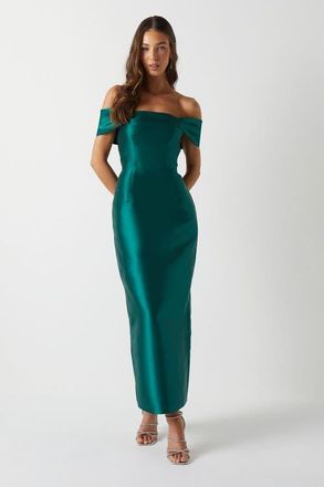 Coast Honoured Twill Bardot Maxi Dress in Emerald at Nordstrom, Size 18
