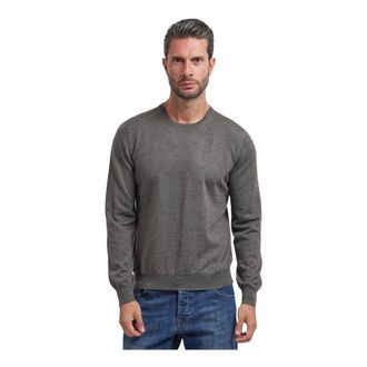 Gran Sasso Extrafine Merino Trui met Ronde Hals - Heren - Truien - Grijs - Maat: 3XL Wol