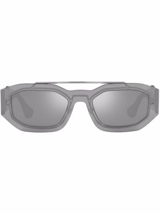 Versace rectangle-frame sunglasses - men - Metal/Acetate - One Size - Grey