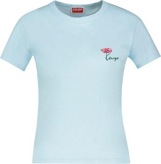 Kenzo Womens Gots Tulip T-Shirt Blue Cotton