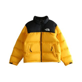 The North Face Winter Jackets, male, Yellow, Size: 2XL Yellow Black Panel Zip High Neck