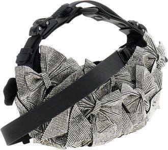 Junya Watanabe Cotton Shoulder Bag with Rhinestone Bow Embellishments