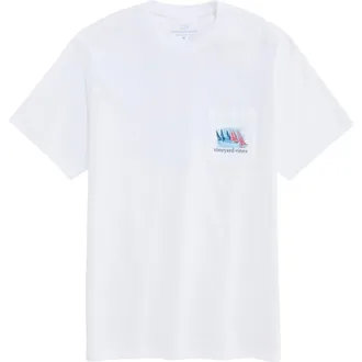 Vineyard Vines Race to the US Graphic Pocket T-shirt in White Cap at Nordstrom, Size Xx-Large