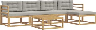 vidaXL Conjunto De Sof&aacute;s De Exterior 6 Uds. Blanco Y Gris Claro Vidaxl