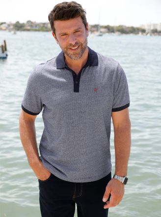 Marco Donati Kurzarmshirt MARCO DONATI Kurzarm-Poloshirt, Herren, Gr. 44/46, marine, meliert, 100% Baumwolle, mehrfarbig, unifarben, Shirts Kurzarmshirt