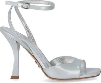 Sergio Levantesi Parelhak Sandaal met Enkelband - Dames - Sandalen met hakken - Grijs - 37 1/2 EU - Leer - Schoenen