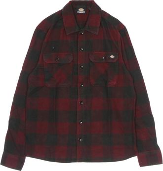 Dickies Maroon Flanel Lange Mouwen Shirt - Heren - Casual Overhemden - Bruin - XS - Katoen - Overhemden