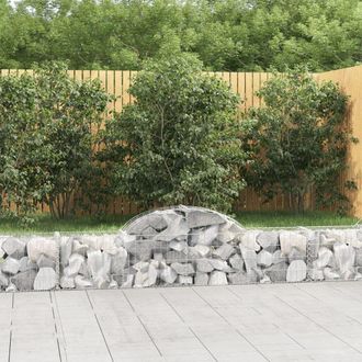 Berkfield Home Arched Gabion Baskets 2 pcs 200x30x40/60 cm Galvanised Iron in Silver