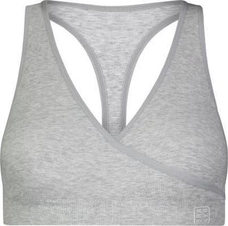 BraBar/Boutique Cotton Stretch Rib Racerback Sports Bra in Grey Heather at Nordstrom, Size X-Small