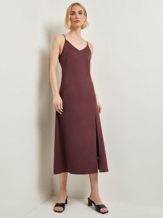 Misook Modern Fit A-Line Crepe de Chine Slip Maxi Dress