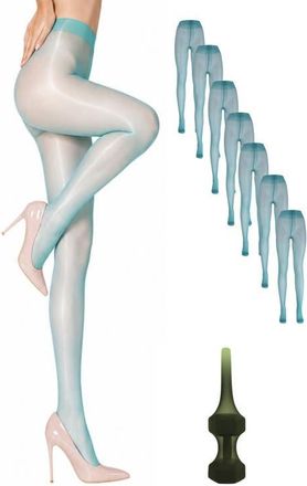 Lechery 7-Pack Glossy Semi-Opaque Statement Fashion Tights For Women in Green at Nordstrom, Size Large/x-Large