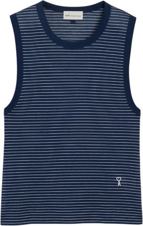 Ami Blue Stripes Round Neck Top