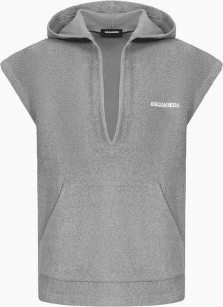 Dsquared2 Mens Sleeveless Fleece Grey Towel Hoodie - Size: 38