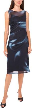 Halogen Blur Print Sleeveless Mesh Midi Dress in Rich Black at Nordstrom Rack, Size Xx-Small