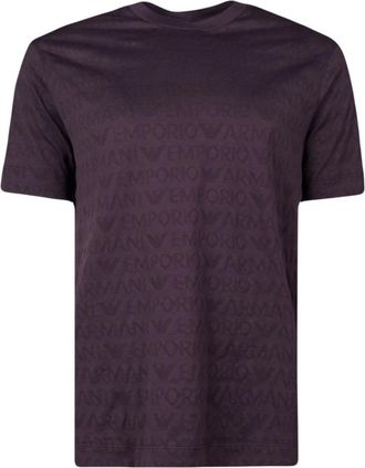 Emporio Armani Tops, Heren, Paars, M, Paarse korte mouw T-shirt 3D1Th 51Jorz 0861