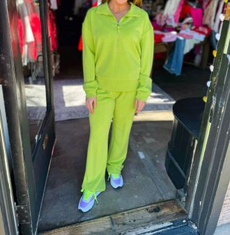 Esqualo Front Zip Sweater In Lime