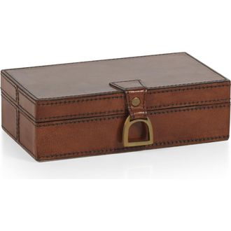 Zodax Chadwell Leather Decorative Box in Tan/Gold at Nordstrom Rack