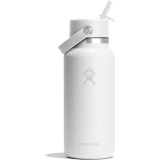 Hydro Flask 32-Ounce Wide Mouth Flex Straw Cap Water Bottle in White at Nordstrom, Size 32 Oz