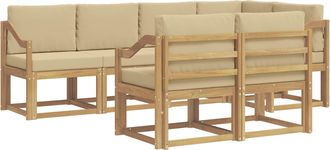 vidaXL Conjunto De Sof&aacute;s De Exterior 7 Uds. Y Beige Poli&eacute;ster Vidaxl